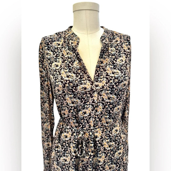 NWT Loft long sleeve floral tie-waist dress, v-neck collar, size small - Picture 4 of 16